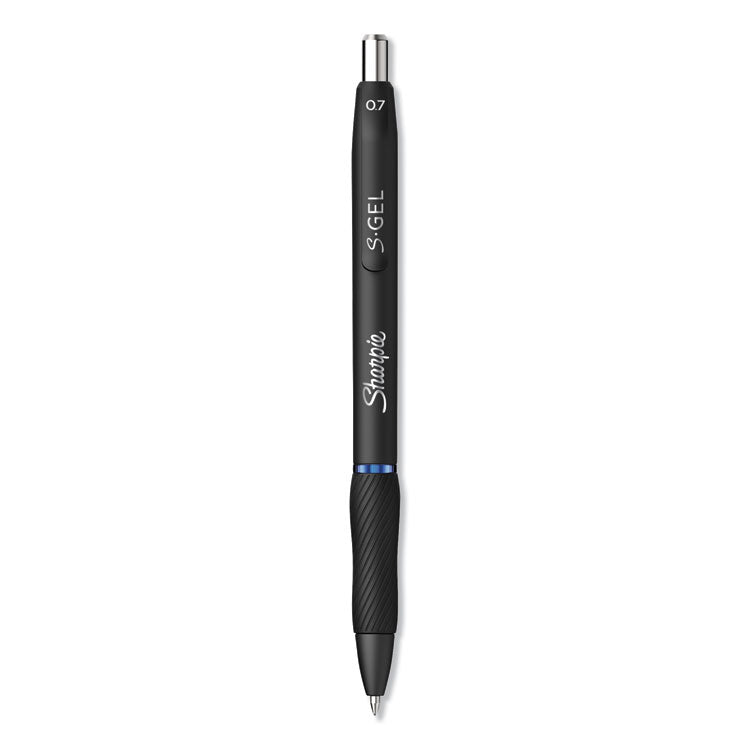 Sharpie® S-Gel™ S-Gel High-Performance Gel Pen, Retractable, Medium 0.7 mm, Blue Ink, Black Barrel, Dozen (SAN2096152) Box of 12