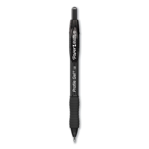Paper Mate® Profile Gel Pen, Retractable, Bold 1 mm, Black Ink, Translucent Black Barrel, Dozen (PAP2095465)