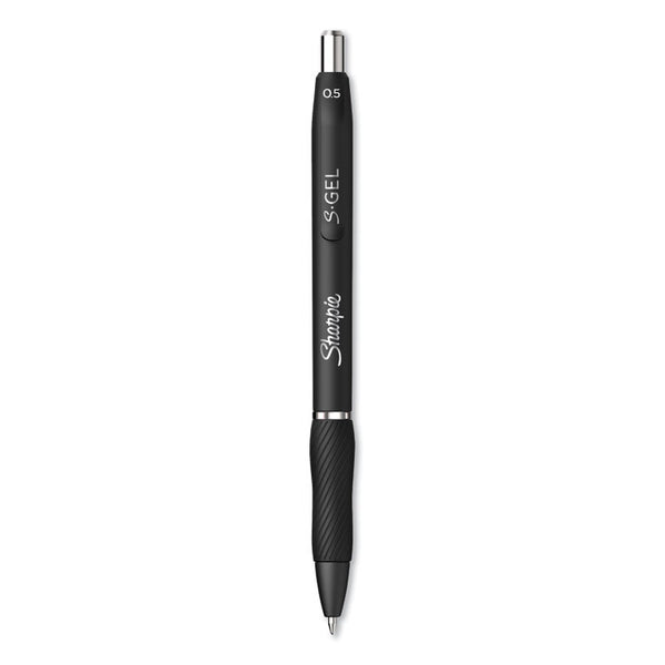 Sharpie® S-Gel™ S-Gel High-Performance Gel Pen, Retractable, Fine 0.5 mm, Black Ink, Black Barrel, Dozen (SAN2096145) Box of 12