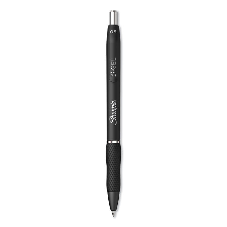 Sharpie® S-Gel™ S-Gel High-Performance Gel Pen, Retractable, Fine 0.5 mm, Black Ink, Black Barrel, Dozen (SAN2096145) Box of 12