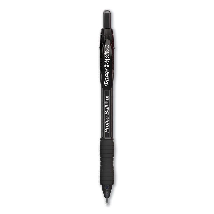 Paper Mate® Profile Ballpoint Pen, Retractable, Medium 1 mm, Black Ink, Translucent Black Barrel, 36/Pack (PAP2095459)