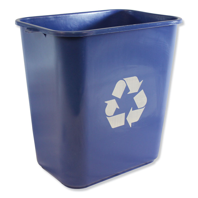 Impact® Soft-Sided Recycle Logo Plastic Wastebasket, 28 qt, Polyethylene, Blue (IMP7702BLUR) Each