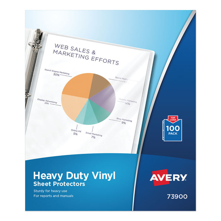 Avery® Top-Load Vinyl Sheet Protectors, Heavy Gauge, Letter, Clear, 100/Box (AVE73900)