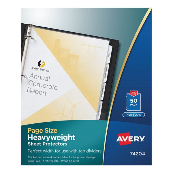 Avery® Top-Load Poly Three-Hole Sheet Protectors, Non-Glare, Letter, 50/Box (AVE74204)