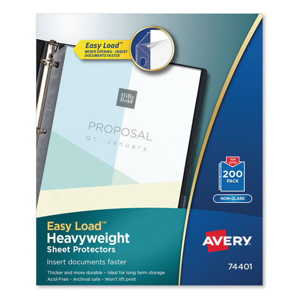 Avery® Top-Load Poly Sheet Protectors, Heavyweight, Letter, Nonglare, 200/Box (AVE74401)