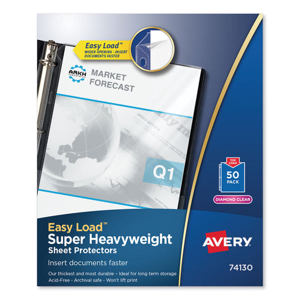 Avery® Top-Load Poly Sheet Protector, Super Heavy Gauge, Letter, Diamond Clear, 50/Box (AVE74130)