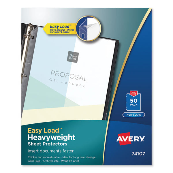 Avery® Top-Load Poly Sheet Protectors, Heavy Gauge, Letter, Nonglare, 50/Box (AVE74107)