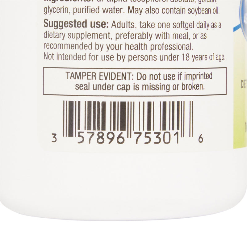 McKesson Brand Vitamin Supplement Vitamin E 1,000 IU Strength Softgel 100 per Bottle (689191_BT) 1/BT