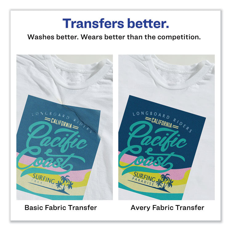 Avery® Fabric Transfers, 8.5 x 11, White, 18/Pack (AVE8938) Each