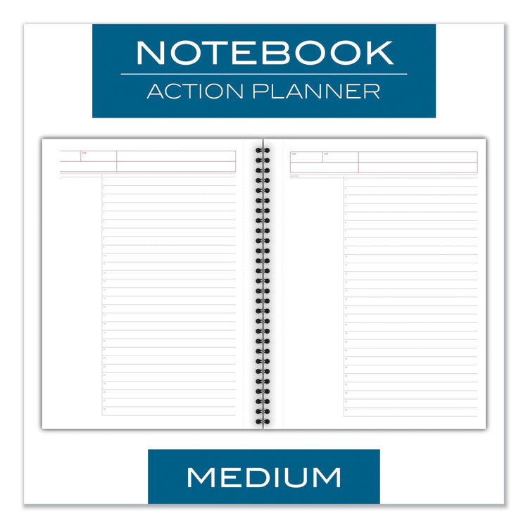 Cambridge® Wirebound Guided Action Planner Notebook, 1-Subject, Project-Management Format, Dark Gray Cover, (80) 9.5 x 7.5 Sheets (MEA06122) Each