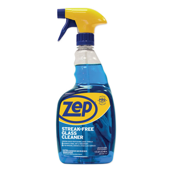 Zep Commercial® Streak-Free Glass Cleaner, Pleasant Scent, 32 oz Spray Bottle, 12/Carton (ZPEZU112032CT) Case of 12