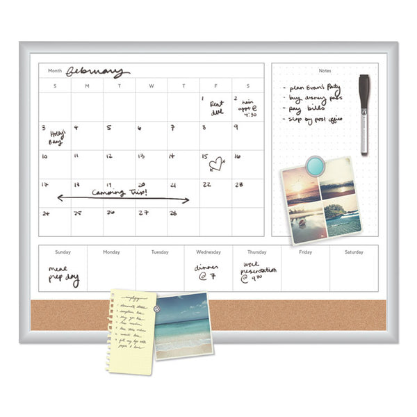 U Brands 4N1 Magnetic Dry Erase Combo Board, 23 x 17, Tan/White Surface, Silver Aluminum Frame (UBR3890U0001)