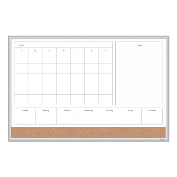 U Brands 4N1 Magnetic Dry Erase Combo Board, 35 x 23, Tan/White Surface, Silver Aluminum Frame (UBR3891U0001)