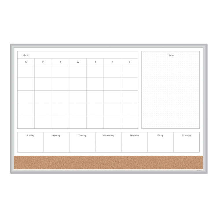 U Brands 4N1 Magnetic Dry Erase Combo Board, 35 x 23, Tan/White Surface, Silver Aluminum Frame (UBR3891U0001)