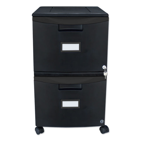 Storex Two-Drawer Mobile Filing Cabinet, 2 Legal/Letter-Size File Drawers, Black, 14.75" x 18.25" x 26" (STX61312B01C)