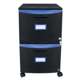 Storex Two-Drawer Mobile Filing Cabinet, 2 Legal/Letter-Size File Drawers, Black/Blue, 14.75" x 18.25" x 26" (STX61314U01C) Each