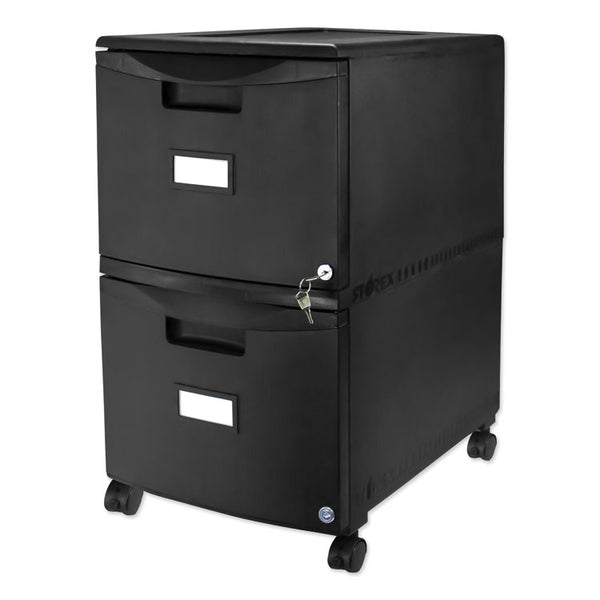 Storex Two-Drawer Mobile Filing Cabinet, 2 Legal/Letter-Size File Drawers, Black, 14.75" x 18.25" x 26" (STX61312B01C)