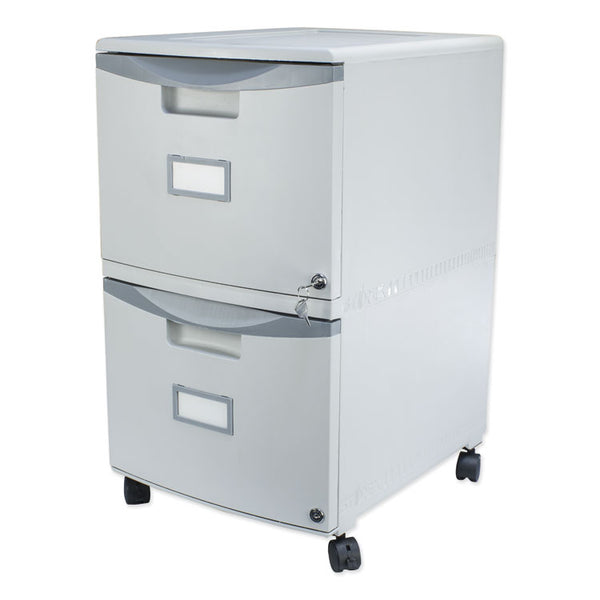 Storex Two-Drawer Mobile Filing Cabinet, 2 Legal/Letter-Size File Drawers, Gray, 14.75" x 18.25" x 26" (STX61310B01C)