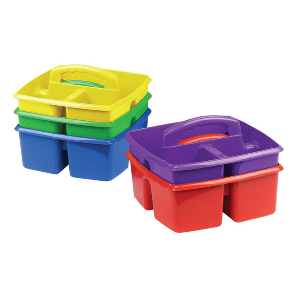 Storex Small Art Caddies, 3 Sections, 9.25" x 9.25" x 5.25", Assorted Colors, 5/Pack (STX00941U06C) 1 Set