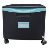 Storex Single-Drawer Mobile Filing Cabinet, 1 Legal/Letter-Size File Drawer, Black/Teal, 14.75" x 18.25" x 12.75" (STX61270U01C)