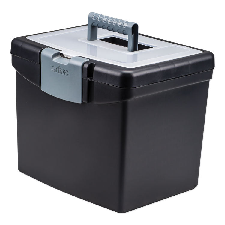 Storex Portable File Box with Large Organizer Lid, Letter Files, 13.25" x 10.88" x 11", Black (STX61504U01C) Each