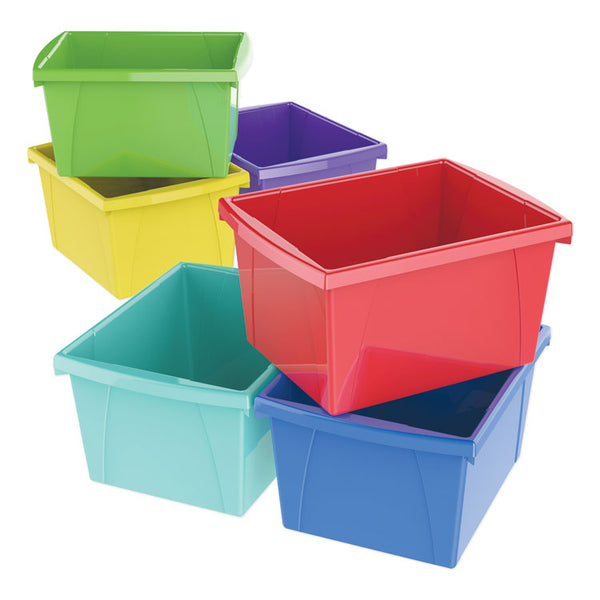 Storex Storage Bins, 4 gal, 10 x 12.63 x 7.75, Randomly Assorted Colors (STX61514U06C) Each