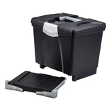 Storex Portable File Box with Drawer, Letter Files, 14" x 11.25" x 14.5", Black (STX61523U01C) Each