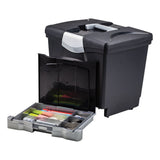 Storex Portable File Box with Drawer, Letter Files, 14" x 11.25" x 14.5", Black (STX61523U01C) Each