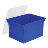 Storex Plastic File Tote, Letter/Legal Files, 18.5" x 14.25" x 10.88", Blue/Clear (STX61554U01C) Each