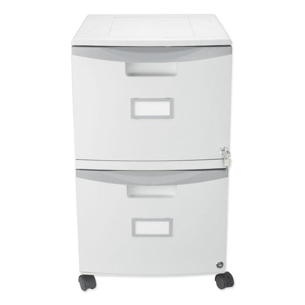 Storex Two-Drawer Mobile Filing Cabinet, 2 Legal/Letter-Size File Drawers, Gray, 14.75" x 18.25" x 26" (STX61310B01C)