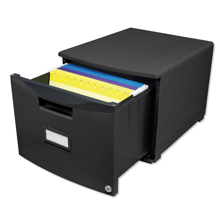 Storex Single-Drawer Mobile Filing Cabinet, 1 Legal/Letter-Size File Drawer, Black, 14.75" x 18.25" x 12.75" (STX61264B01C) Each