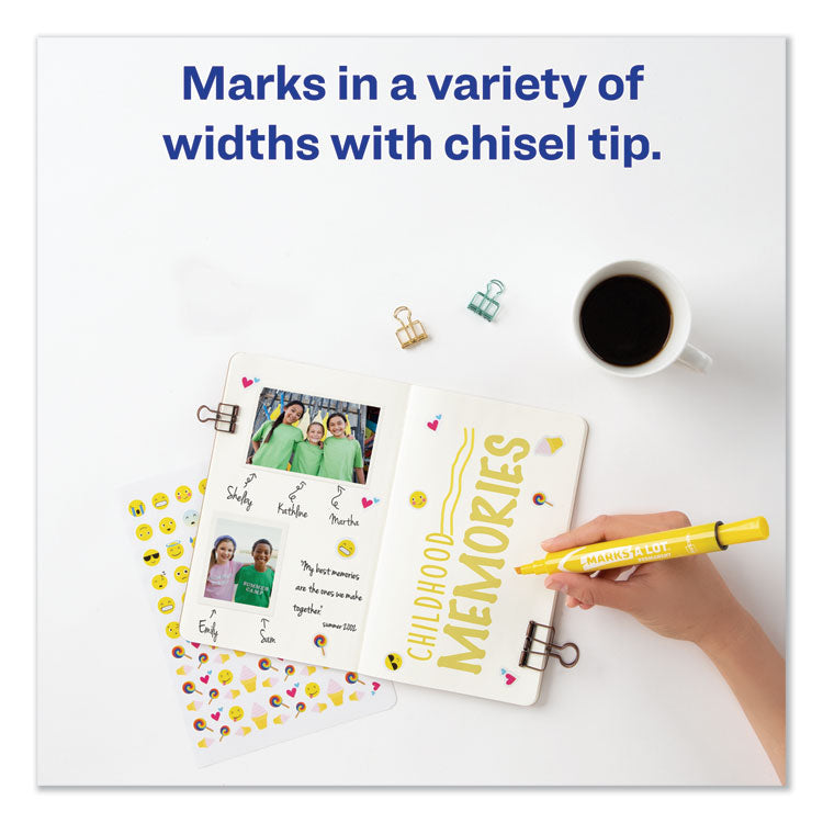 Avery® MARKS A LOT Large Desk-Style Permanent Marker, Broad Chisel Tip, Yellow, Dozen (8882) (AVE08882)