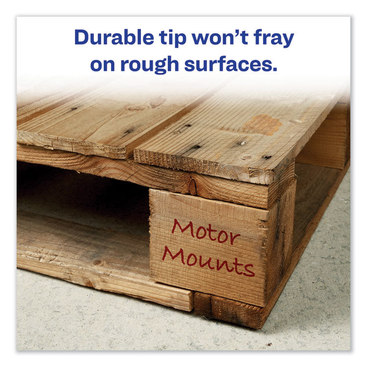 Avery® MARKS A LOT Regular Desk-Style Permanent Marker, Broad Chisel Tip, Red, Dozen (7887) (AVE07887) Box of 12