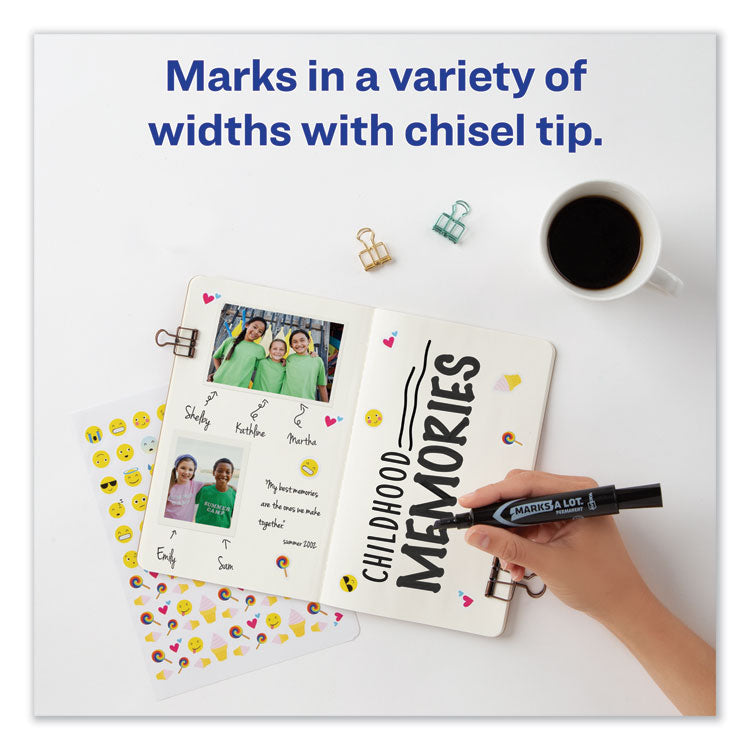 Avery® MARKS A LOT Regular Desk-Style Permanent Marker, Broad Chisel Tip, Black, Dozen (7888) (AVE07888)