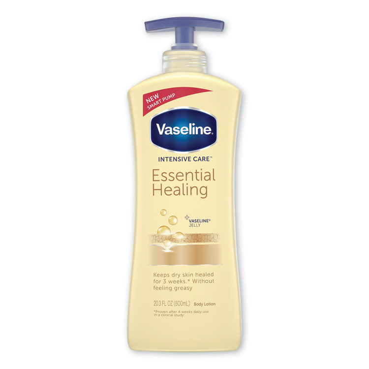 Vaseline® Intensive Care Essential Healing Body Lotion, 20.3 oz, Pump Bottle, 4/Carton (UNI07900) Case of 4