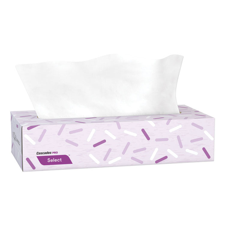 Cascades PRO Select Flat Box Facial Tissue, 2-Ply, White, 100 Sheets/Box, 30 Boxes/Carton (CSDF950)