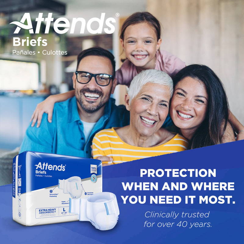 Attends® Care Advanced Unisex Adult Incontinence Brief Large Disposable Heavy Absorbency (1247853_CS) 100/CS