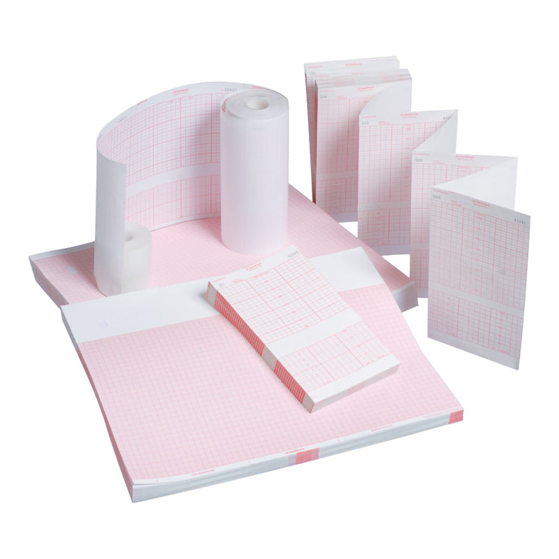 Fsecoding Cart Vyaire™ Recording Chart Paper Z-Fold Red Grid (1124121_BX) 10/BX ...