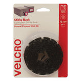 VELCRO® Brand Sticky-Back Fasteners, Removable Adhesive, 0.63" dia, Black, 75/Pack (VEK90089) Pack of 75