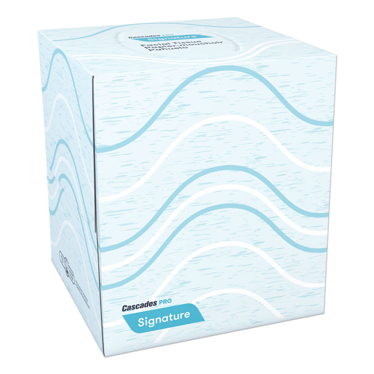 Cascades PRO Signature Facial Tissue, 2-Ply, White, Cube, 90 Sheets/Box, 36 Boxes/Carton (CSDF710)