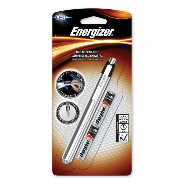 Energizer® LED Pen Light, 2 AAA Batteries (Included), Silver/Black (EVEPLED23AEH)