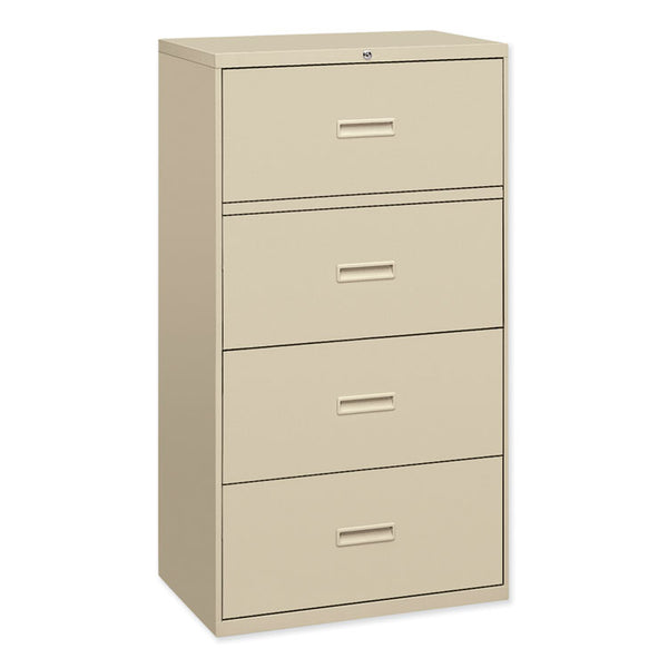 HON® 400 Series Lateral File, 4 Legal/Letter-Size File Drawers, Putty, 36" x 18" x 52.5" (BSX484LL)