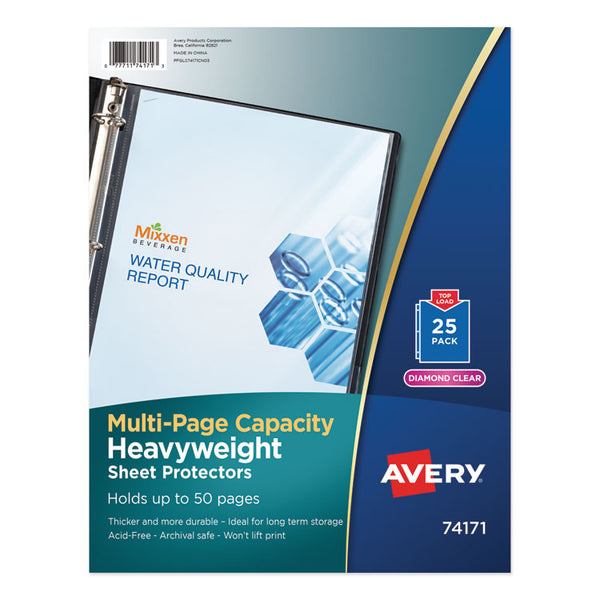 Avery® Multi-Page Top-Load Sheet Protectors, Heavy Gauge, Letter, Clear, 25/Pack (AVE74171)