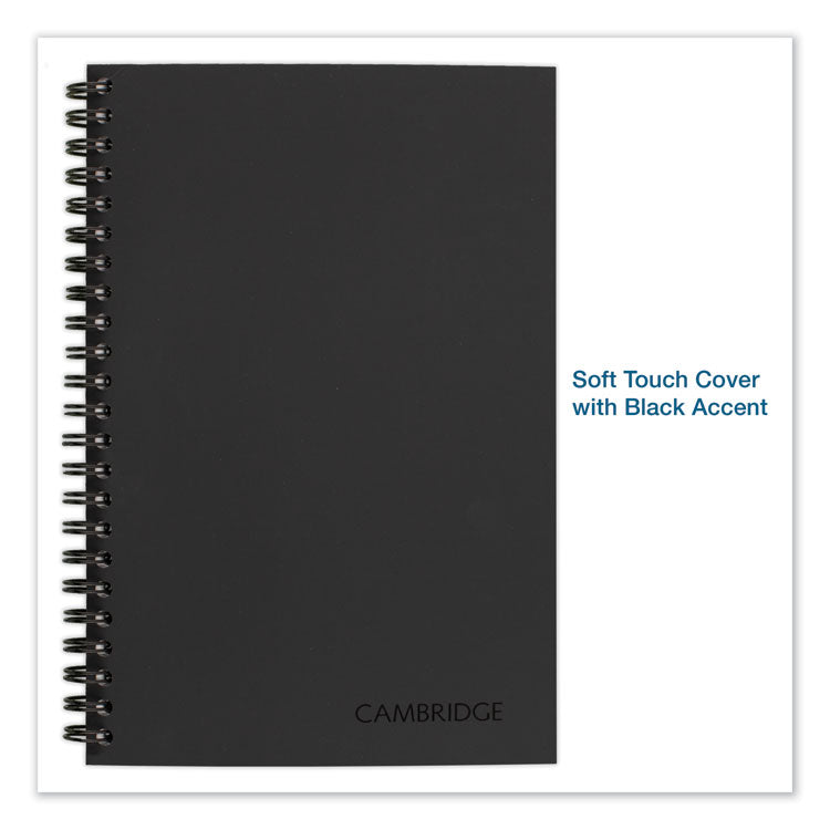 Cambridge® Wirebound Business Notebook, 1-Subject, Wide/Legal Rule, Black Linen Cover, (80) 8 x 5 Sheets (MEA06074) Each