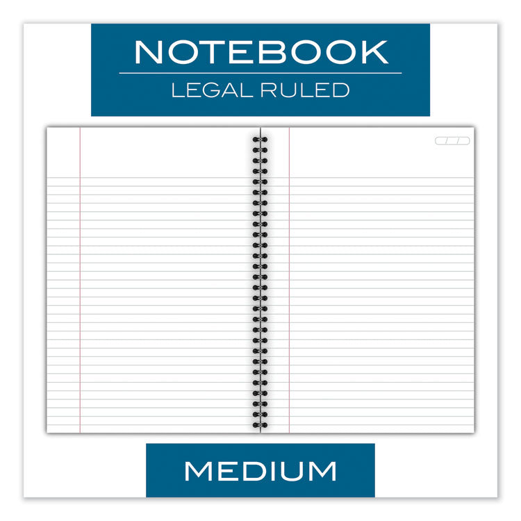 Cambridge® Wirebound Business Notebook, 1-Subject, Wide/Legal Rule, Black Linen Cover, (80) 9.5 x 6.63 Sheets (MEA06672) Each