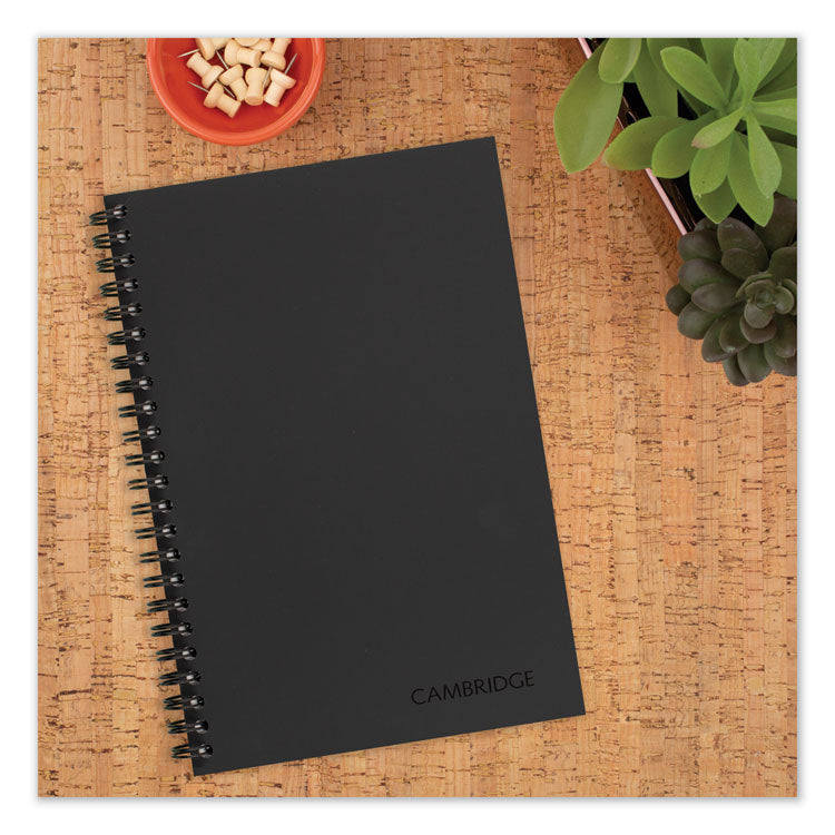 Cambridge® Wirebound Business Notebook, 1-Subject, Wide/Legal Rule, Black Linen Cover, (80) 8 x 5 Sheets (MEA06074) Each