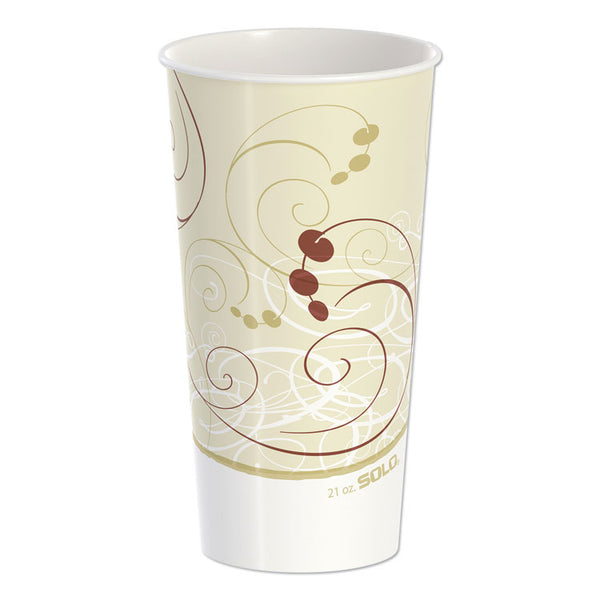 SOLO® Double Sided Poly Paper Cold Cups, 21 oz, Symphony Design, Tan/Maroon/White, 50/Pack, 20 Packs/Carton (SCCRNP21PSYM)
