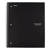 Five Star® Wirebound Notebook with Two Pockets, 1-Subject, Medium/College Rule, Black Cover, (100) 11 x 8.5 Sheets (MEA72057)