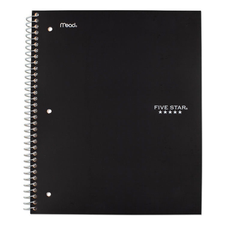 Five Star® Wirebound Notebook with Two Pockets, 1-Subject, Medium/College Rule, Black Cover, (100) 11 x 8.5 Sheets (MEA72057)