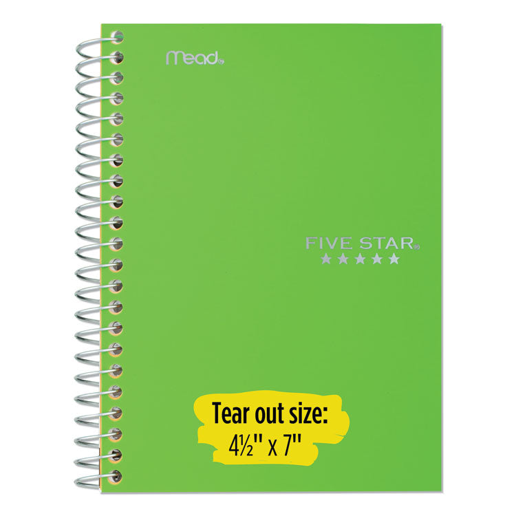 Five Star® Wirebound Notebook with Two Pockets, 1-Subject, Medium/College Rule, Green Cover, (100) 11 x 8.5 Sheets (MEA72055)